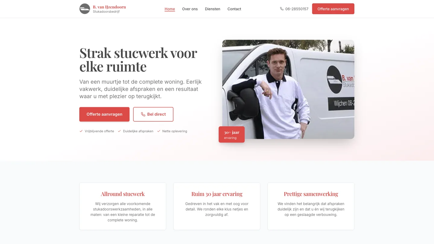 Een snelle website voor B van IJzendoorn via Site Zonder Stress