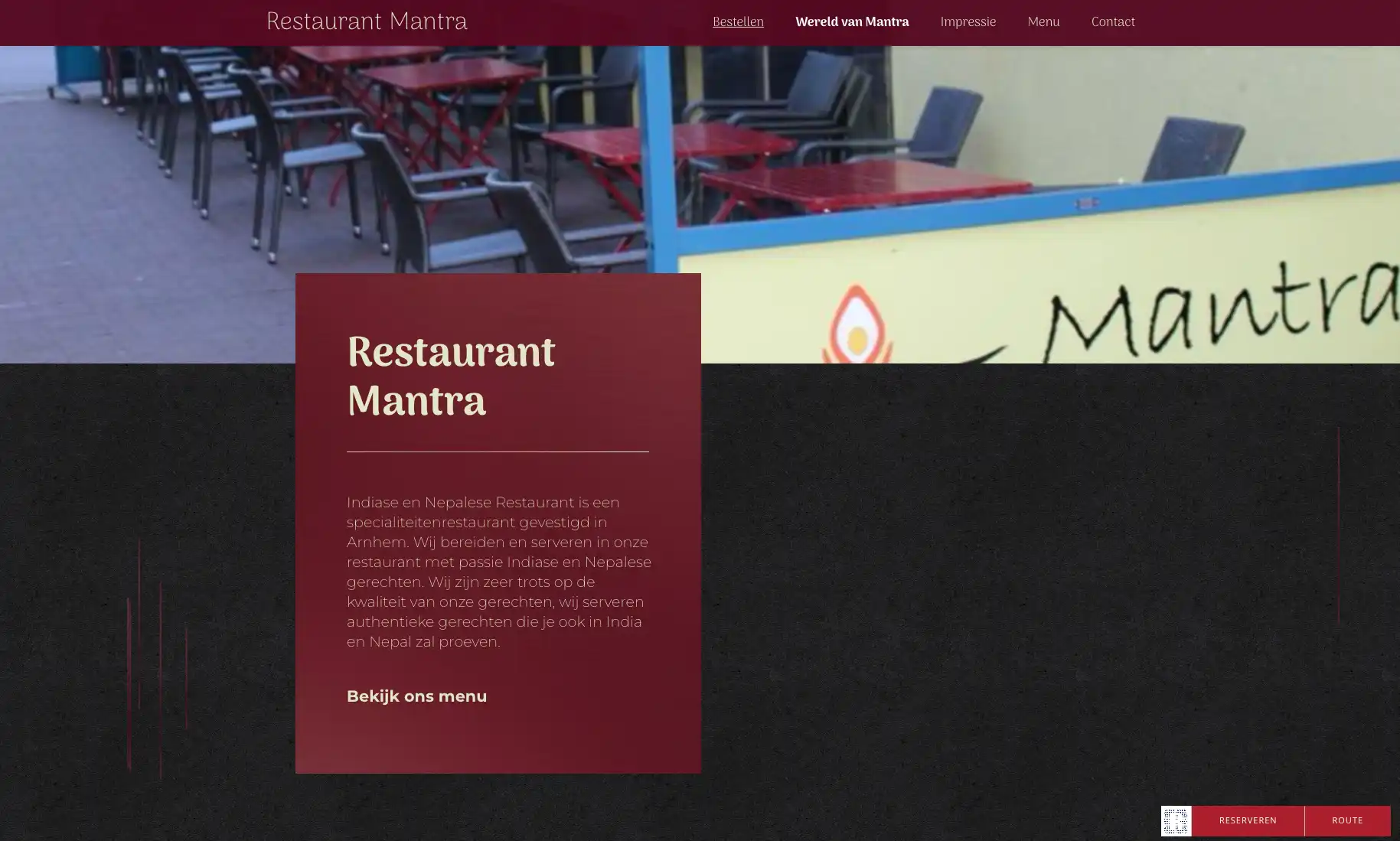 Website voor Restaurant Mantra | Portfolio | Peters Development